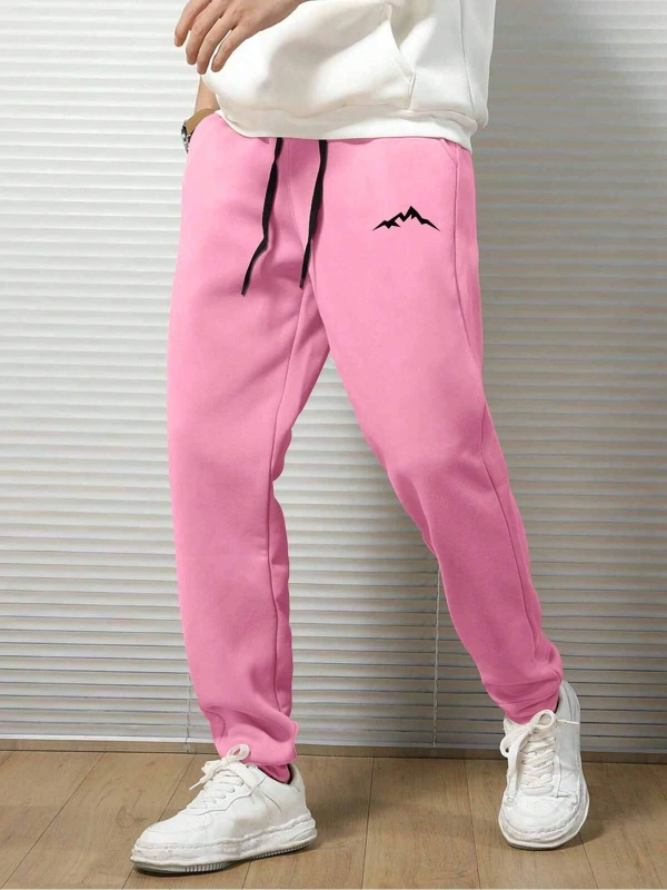 Mountain Print Drawstring Waist Eşofman Altı