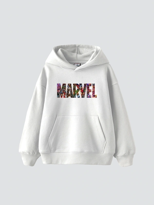 Mrvl Baskılı Oversize Unisex Beyaz