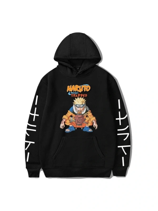 Naruto Temalı Unisex Kapşonlu Model81 13912 Siyah