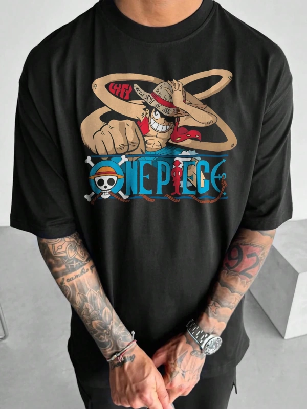 ONE PIECE Baskılı Kısa Kollu Günlük Tişört Erkekler İçin, Yaz