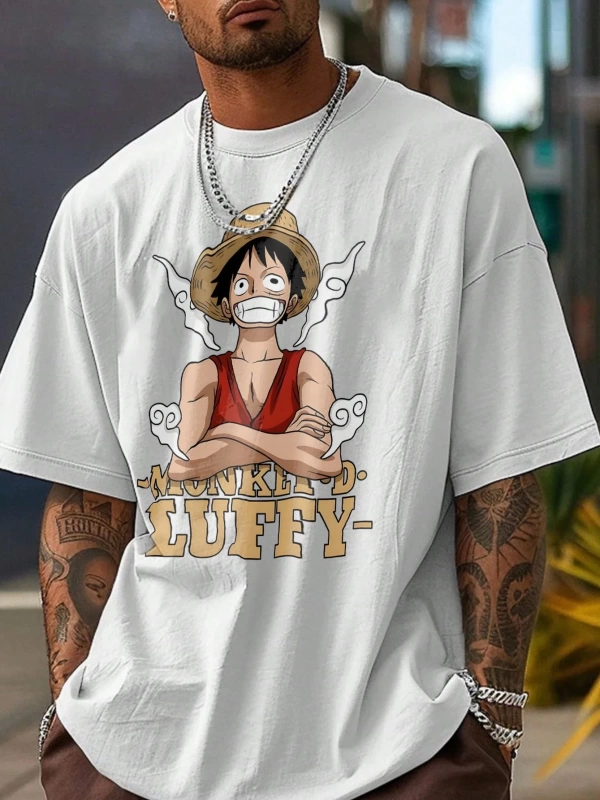 ONE PIECE Grafik Baskılı Kısa Kollu Günlük Tişört Erkekler İçin, Yaz