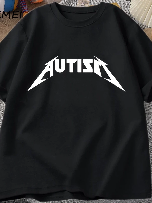 Otizm Meme T Shirt Pamuk Komik Mizah İçe Dönük T-shirt Erkekler Kadınlar için Mektup Baskılı  2846