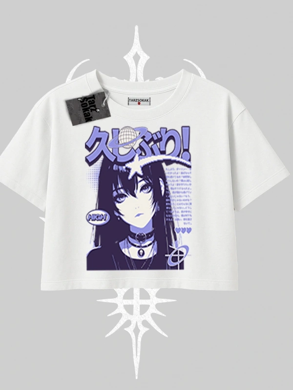 Oversize Crop Tshirt Neo Tokyo Girl Y2K Street Anime Aesthetic