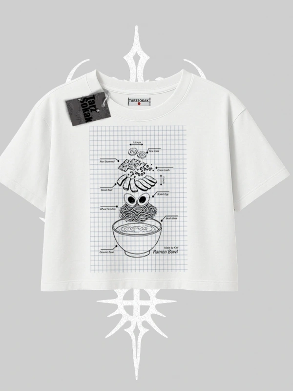 Oversize Crop Tshirt Noodle Theory Hand Drawn Concept
