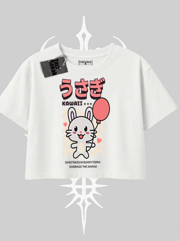 Oversize Crop Tshirt Usagi Kawaii Cute Heart Energy