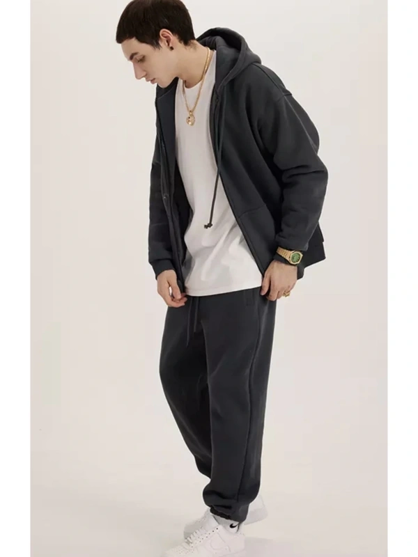 Özel Tasarım Kapüşonlu Tam Fermuarlı %100 Pamuk Oversize Gothıc Erkek Eşofman Takımı