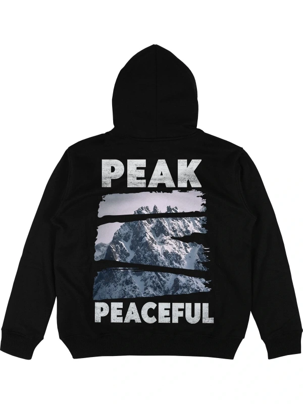 Peak Peace Siyah Oversize Unisex Kapüşonlu Sweatshirt Hoodie