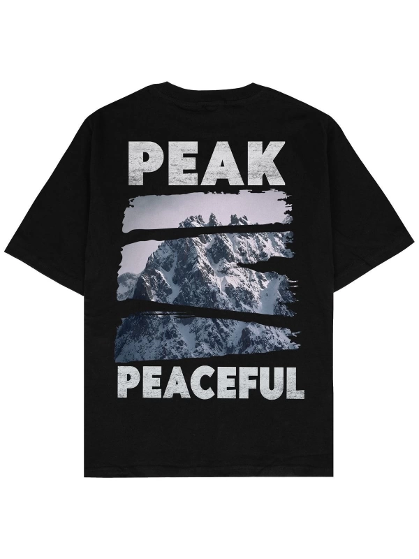 Peak Peace Siyah Oversize Unisex T-shirt