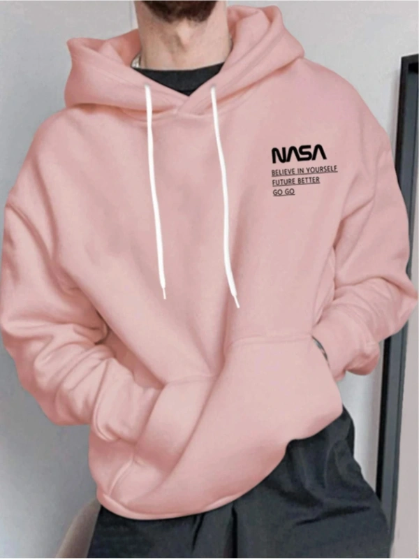 Pembe Nasa Oversize Kapüşonlu Sweatshirt Pembe