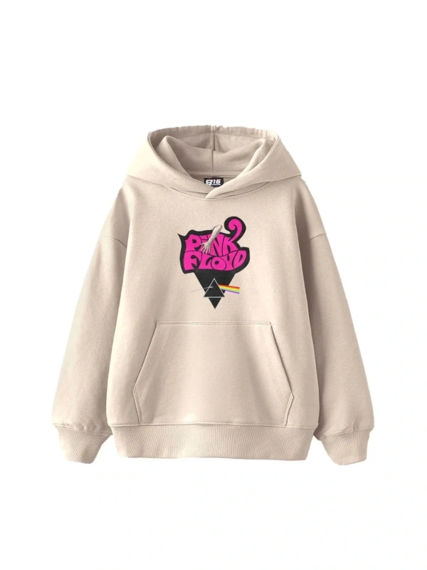 Pink Floyd Baskılı Oversize Unisex Bej