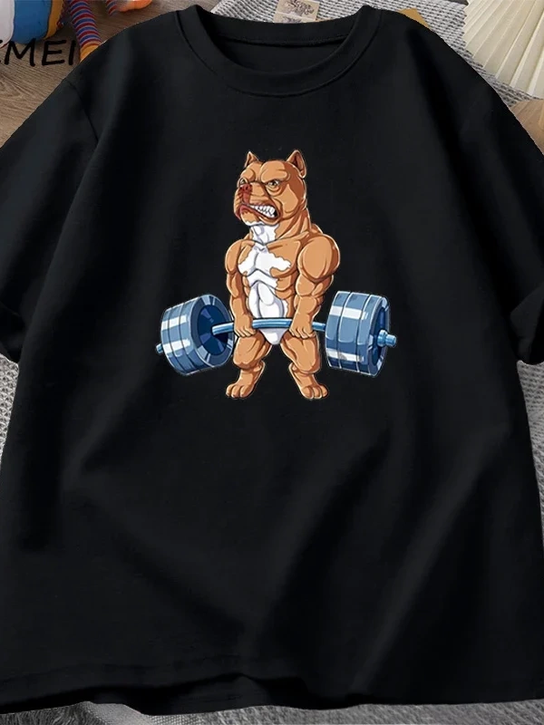 Pit Bull halter T-shirt komik Deadlift erkekler spor salonu Tshirt erkek pamuk kısa kollu O b 3001