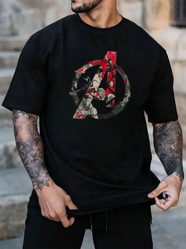 Popeye Collab Erkek Günlük Karikatür Baskılı Kısa Kollu Tişört, Yaz