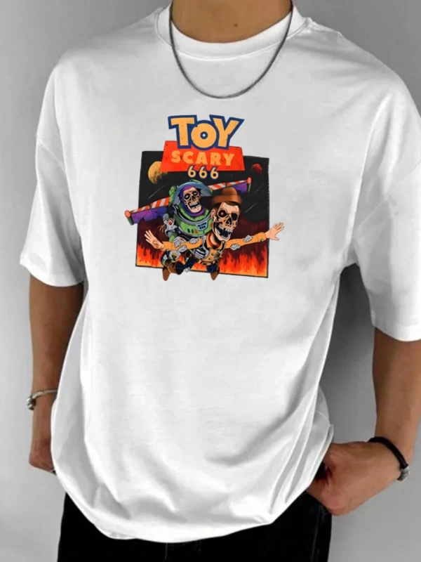 Popeye Collab Erkek Günlük Karikatür Baskılı Kısa Kollu Tişört, Yaz
