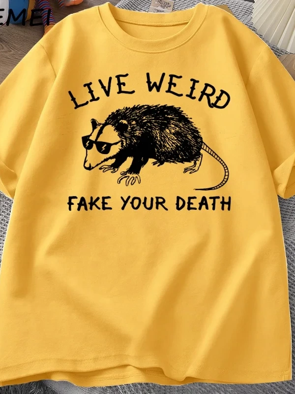 Possum T Shirt komik tişört erkekler kadınlar için hayvan grafik Tshirt rakun canlı garip T S 3057