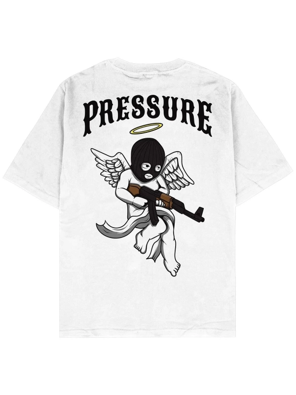 Pressure Beyaz Oversize Unisex T-shirt