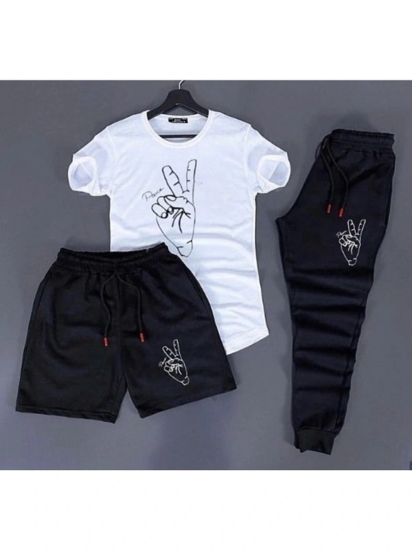 PUNIX Özel Üretim Bisiklet Yaka Zafer Baskılı Kısa Kollu Yazlık 3 Lü Erkek Eşofman Takımı PST