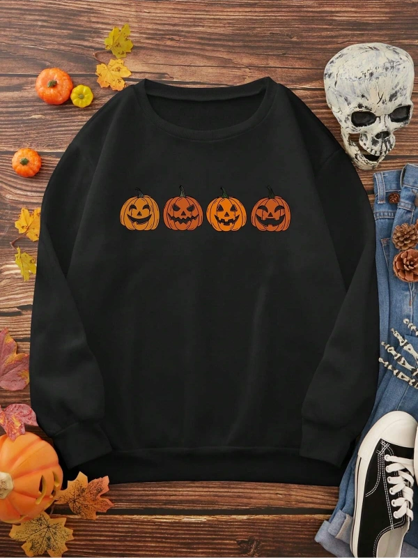 PUNK Pumpkin & Slogan Graphic Siyah