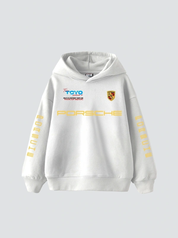 Racing Motorsport Baskılı Oversize Unisex Premium Beyaz