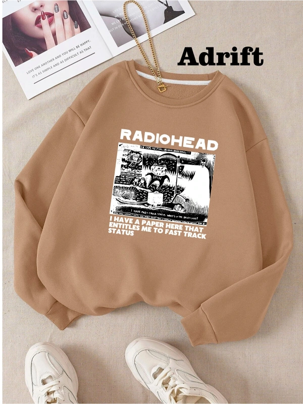 Radiohead Köstebek Sokak Trend Tasarım Harajuku/Gotik Bej