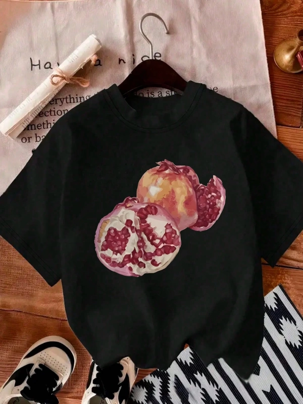 Rahat Çok Yönlü Minimalist Düz Renk Yuvarlak Yaka Kısa Kollu Tişört
