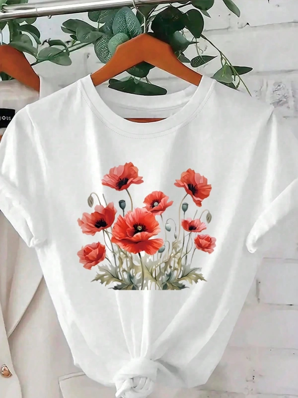 Rahat Çok Yönlü Minimalist Düz Renk Yuvarlak Yaka Kısa Kollu Tişört