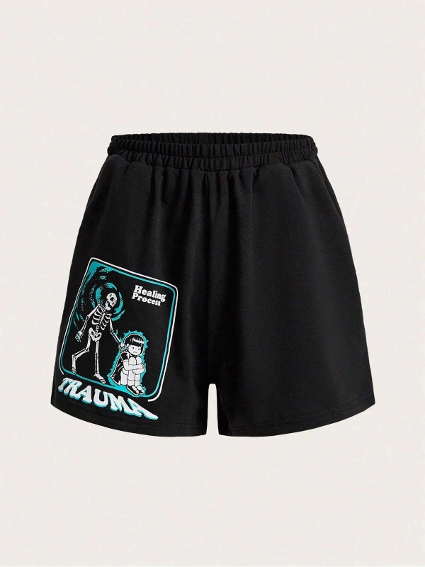 Rainydazed Cartoon Graphic Şort