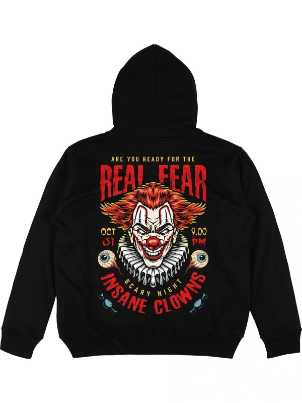 Real Fear Siyah Oversize Unisex Kapüşonlu Sweatshirt Hoodie