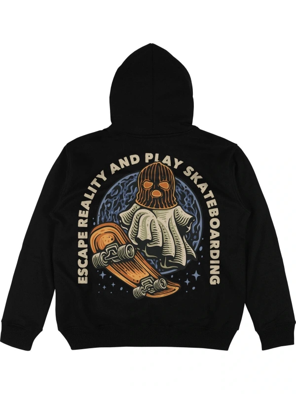 Reality Siyah Oversize Unisex Kapüşonlu Sweatshirt Hoodie