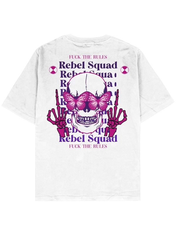 Rebel Squad Beyaz Oversize Unisex T-shirt