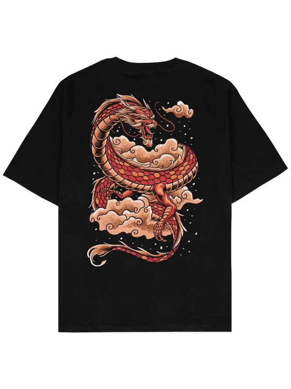 Red Dragon Siyah Oversize Unisex T-shirt