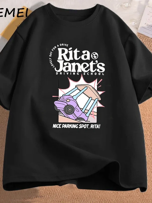Rita ve Janetin Sürüş Okulu T Shirt Kadın Erkek Komik Grpahic T Shirt Okula Dönüş Tee Gömlek 2961