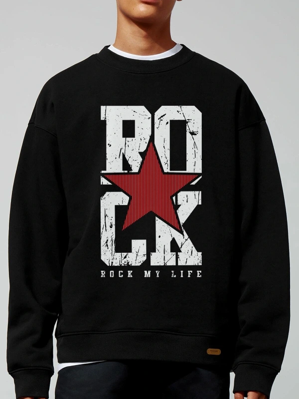 Rock Oversize Siyah Sweatshirt Tarzsokak196