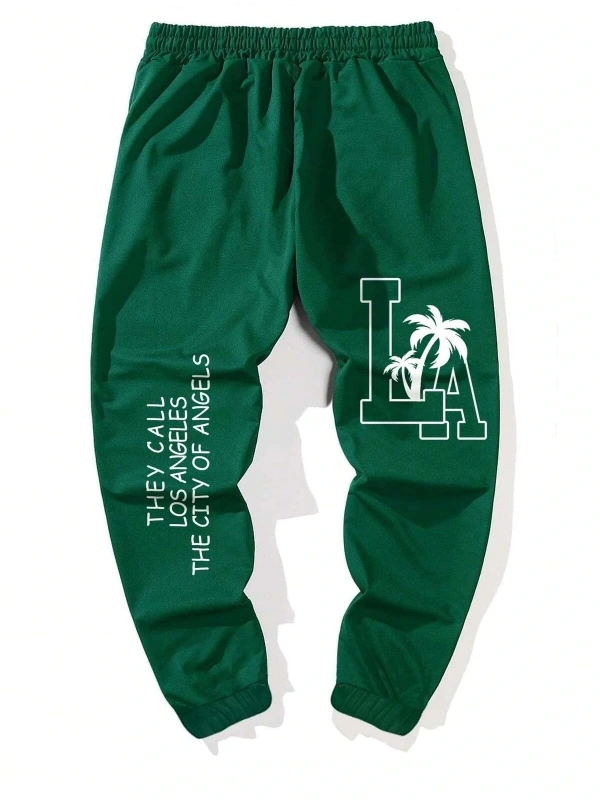 RSRT Letter Graphic Drawstring Waist Eşofman Altı