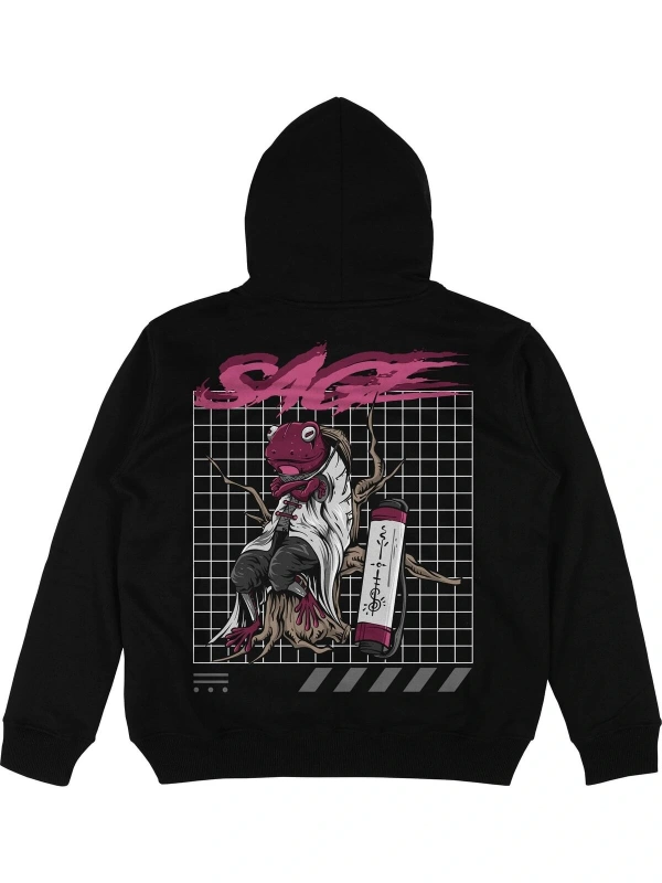 Sage Siyah Oversize Unisex Kapüşonlu Sweatshirt Hoodie