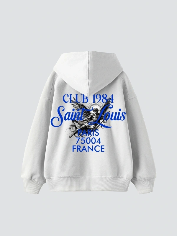 Saint Louis Baskılı Oversize Unisex Premium Beyaz