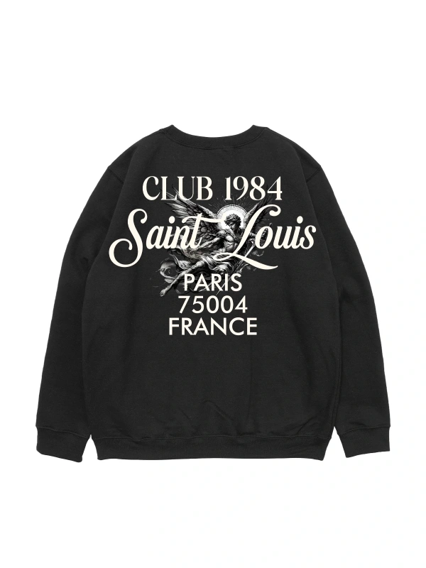 Saint Louis Baskılı Siyah Oversize Unisex