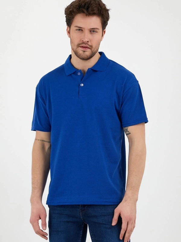 Saks Mavi Dar/slim Fitt Polo Yaka Tshirt