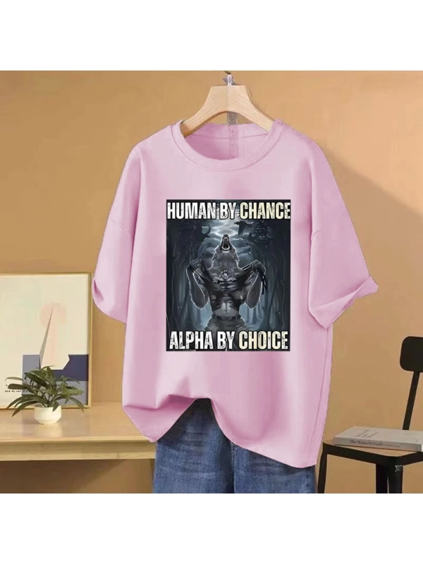 Şans eseri yeni insan alfa seçim kurt komik Meme T shirt kadın erkek pamuk Vintage gevşek kıs