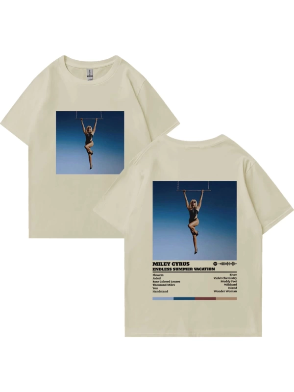 Şarkıcı Miley Cyrus Yeni Müzik Albümü Vintage T klasik Erkek Kadın Rahat Grafik elbise