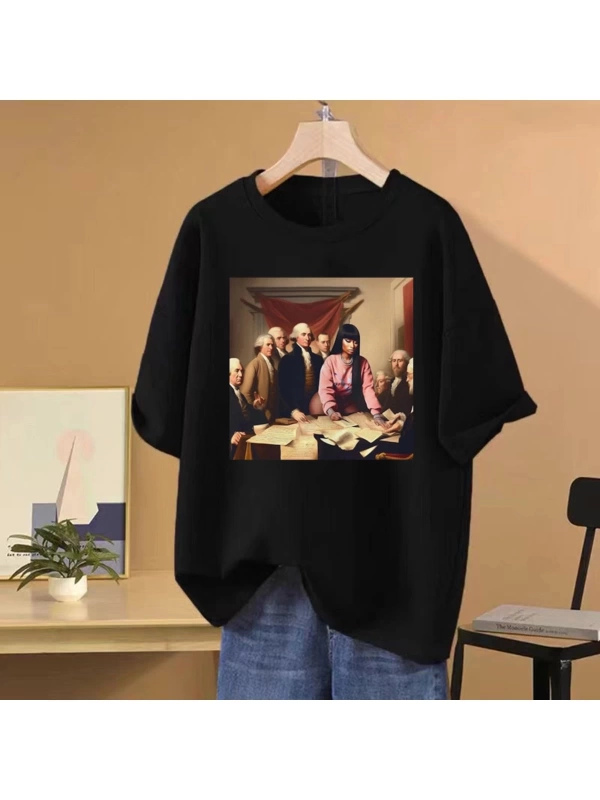 Şarkıcı Nicki Minaj Pembe Cuma 2 Dünya Turu Grafik T Shirt Erkek Kadın vintage Hip Hop Kısa K