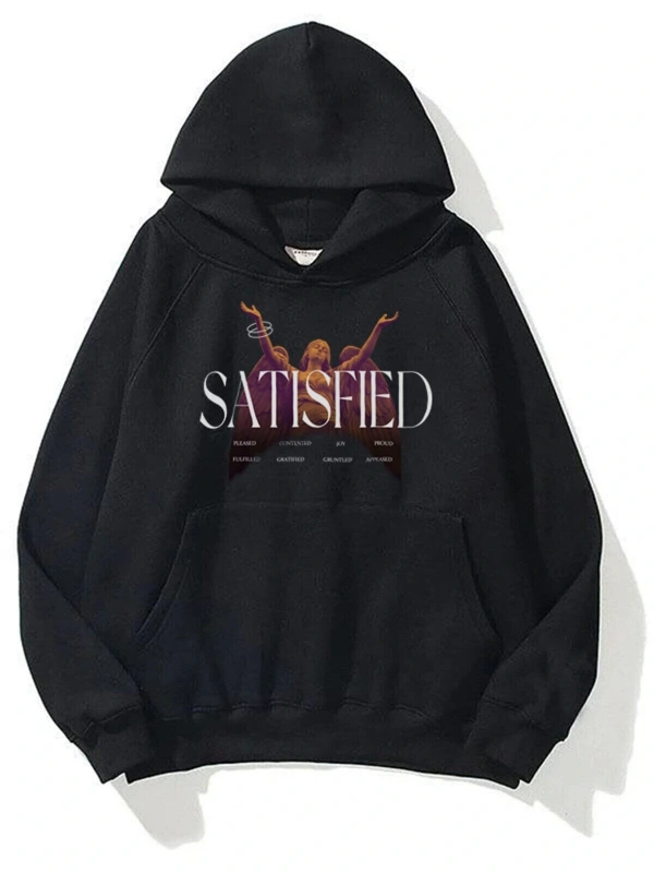 Satisfied Unisex Sweatshirt Hoodie Siyah
