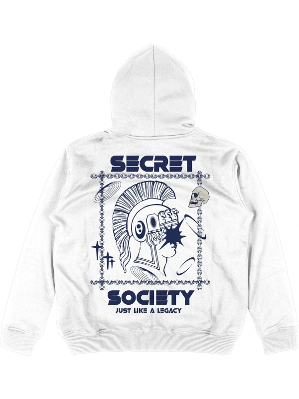 Secret Beyaz Oversize Unisex Kapüşonlu Sweatshirt Hoodie
