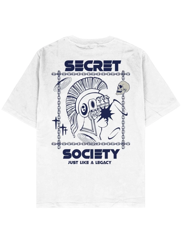 Secret Beyaz Oversize Unisex T-shirt