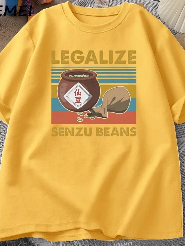 Senzu Fasulye TErkek Kadın Pamuk Büyük Boy Komik Grafik Tees Yaz Üstleri Vintage Bask 3077