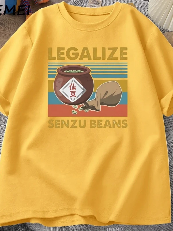 Senzu Fasulye TErkek Kadın Pamuk Büyük Boy Komik Grafik Tees Yaz Üstleri Vintage Bask 3078
