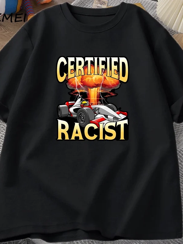 Sertifikalı irkçı T-shirt erkekler yaz pamuk kısa kollu Tshirt nostaljik araba yarış Racer Ts 2899