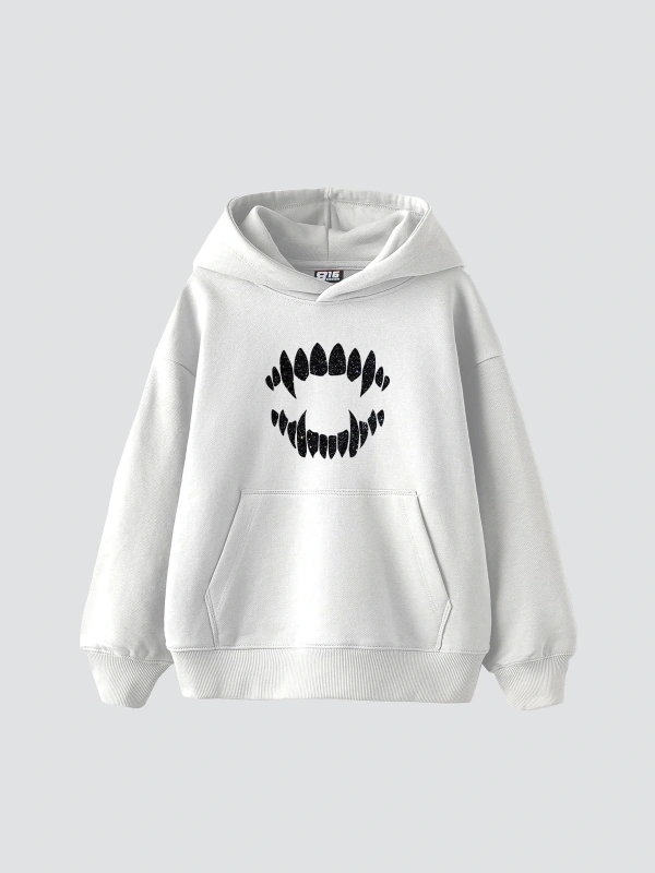 Shining Teeth Baskılı Oversize Unisex Premium Beyaz