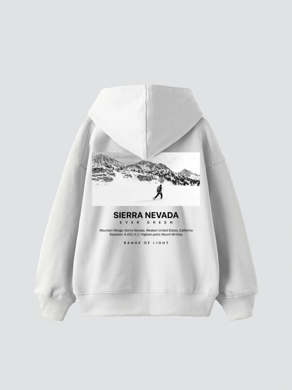 Sierra Nevada Baskılı Oversize Unisex Beyaz