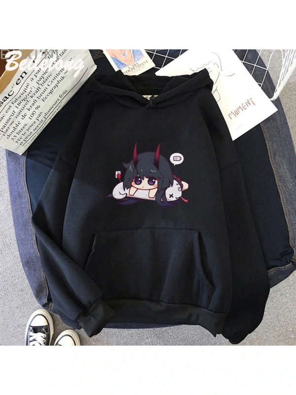 Siyah Honkai Etki 3rd Hoodies Kawaii Karikatür Yumuşak SıcakSev