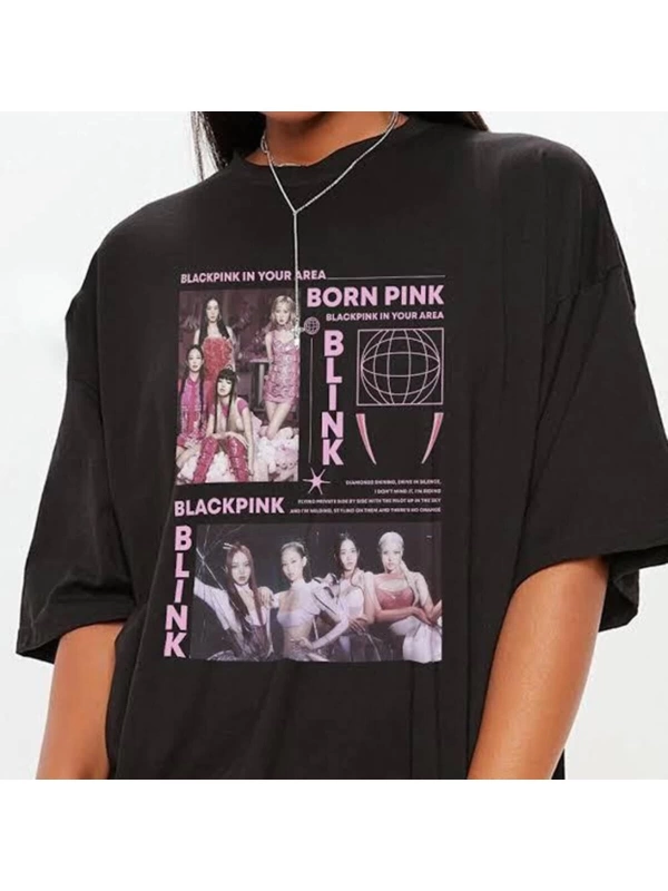 Siyah K-pop Black Pink - Born Pink In Your Area T-shirt Et1945